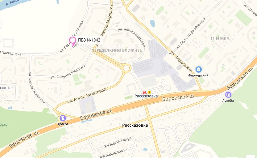 Схема проезда метро Рассказовка